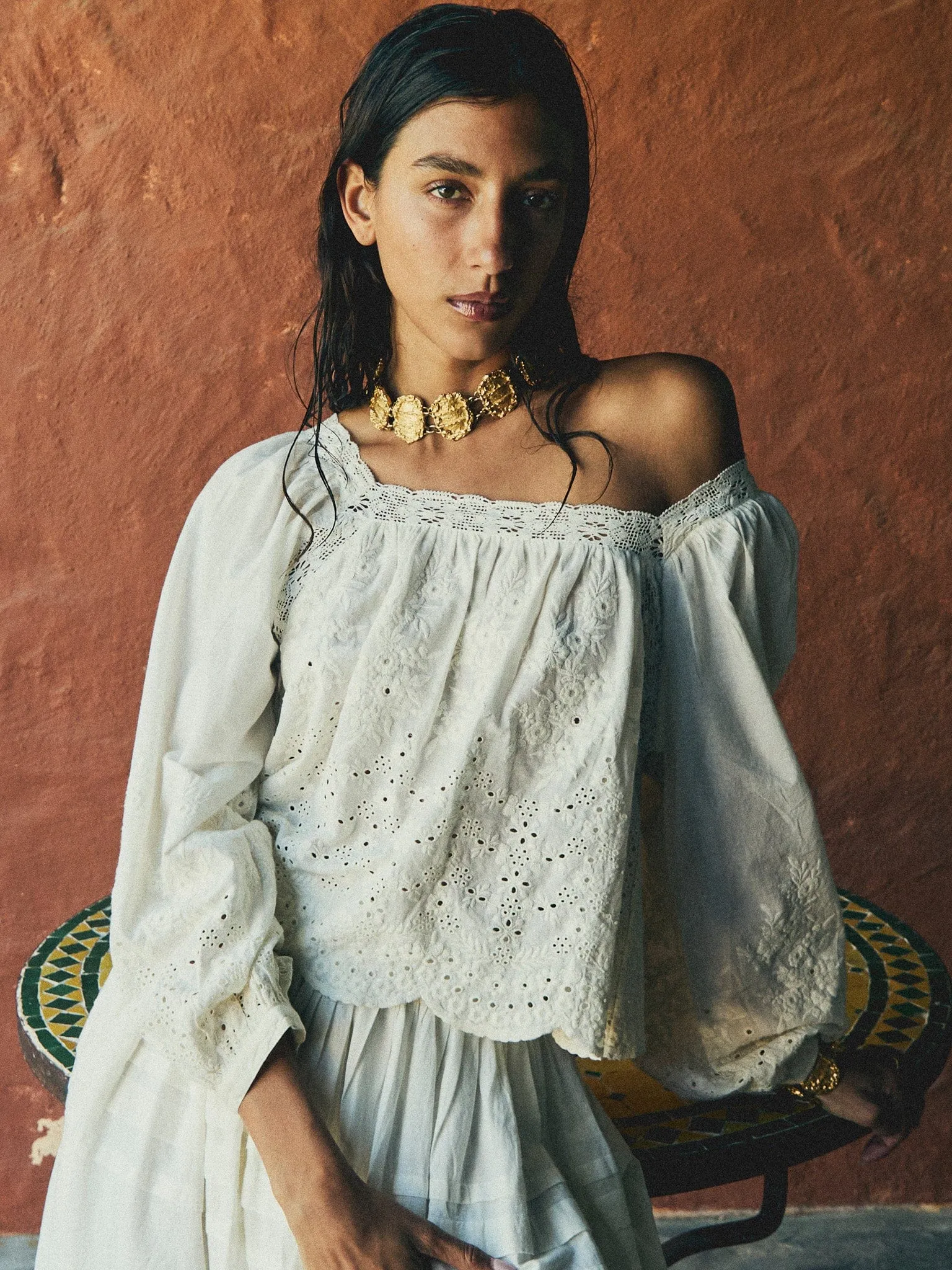 Leonie Skirt in White Eyelet Simple Look