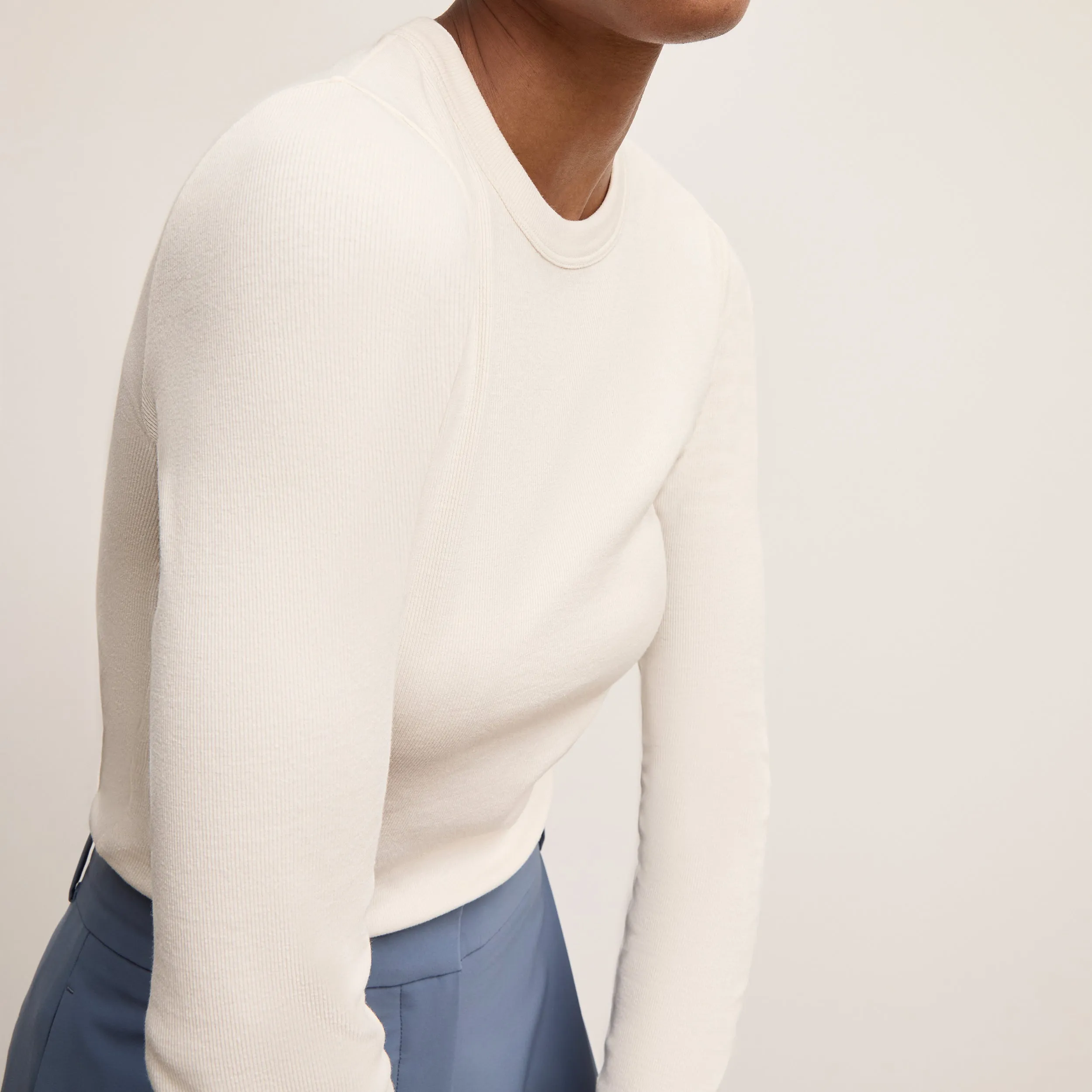 Malley Fitted Tee - Organic Ribbed Pima Cotton :: Ivory winter warmth Versatile Style Trend