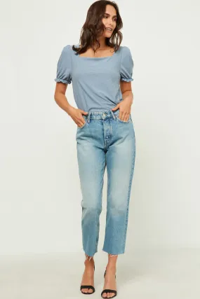 Square Neck Swiss Dot Knit Top Seamless Design LayeredStyling