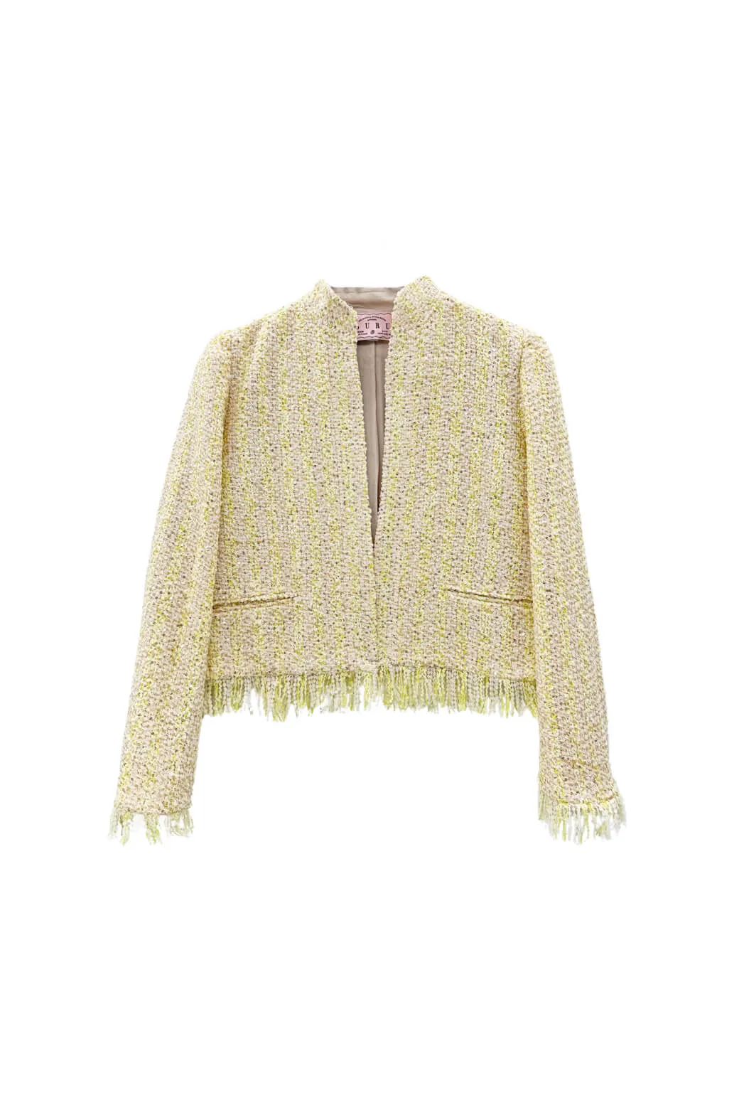 Fringed Mona Lee Blazer - Ivory Twinkle Tweed Ethically Sourced Yarn