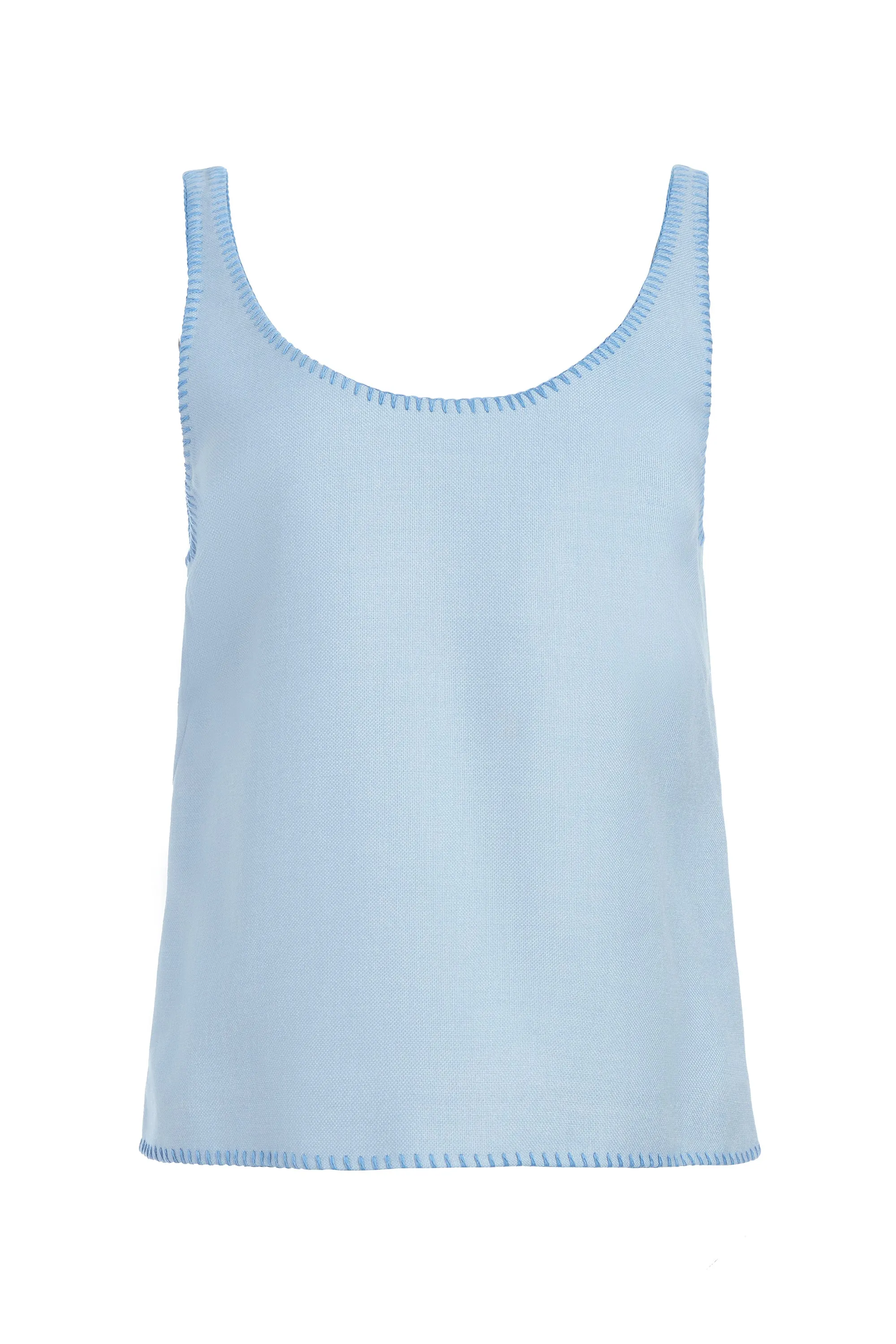 Muriel Tank Top in Stone Blue Silk Virgin Wool PreWashed summer top