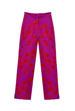 Tate Trousers - Rani Pink Interlock Weave