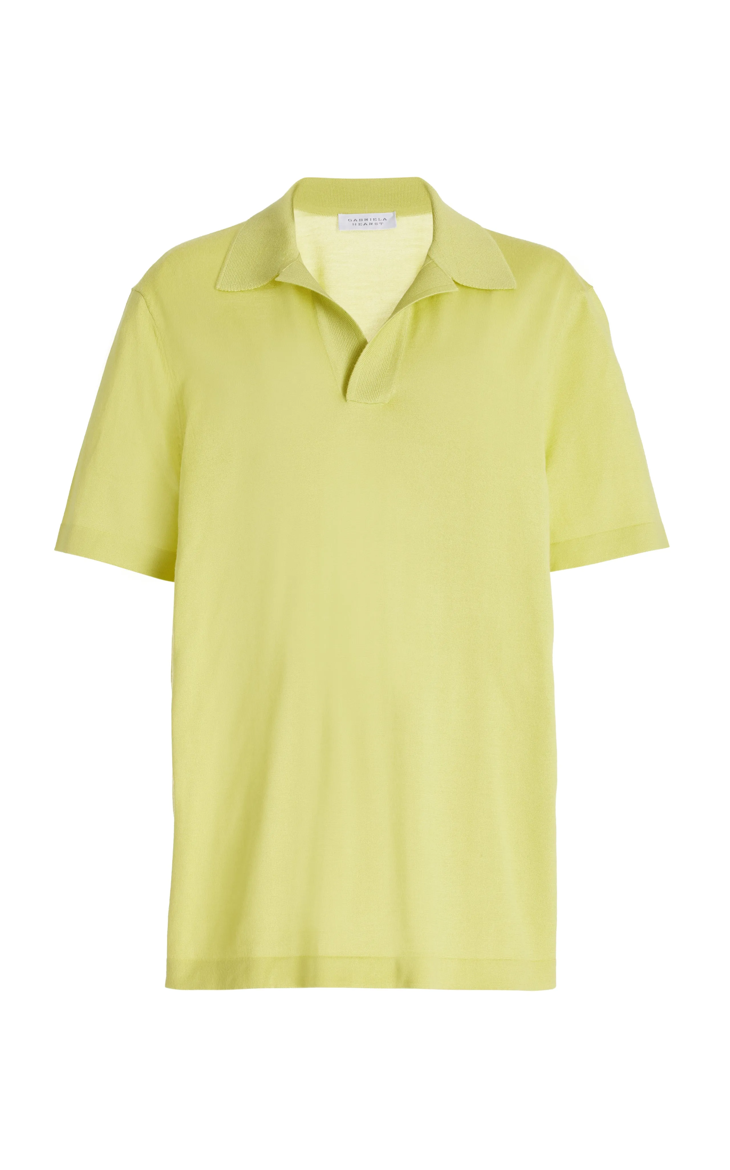 Knitwear Repair Toolkit Contrast Stitch Stendhal Knit Short Sleeve Polo in Lime Adamite Cashmere