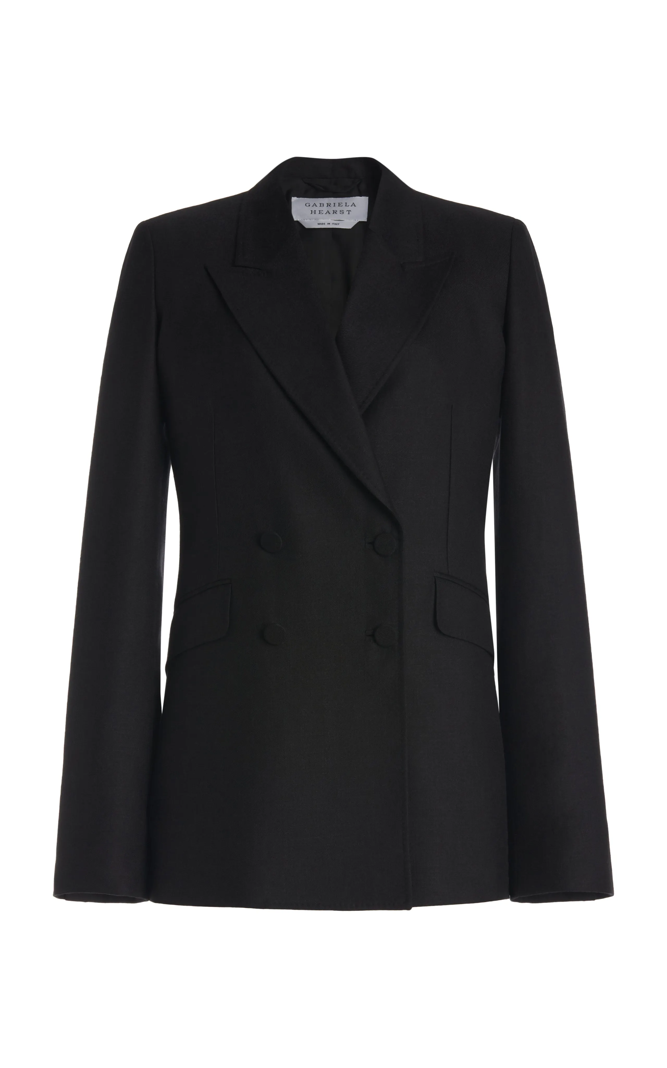Stephanie Blazer in Black Recycled Wool Ribbed Neckline