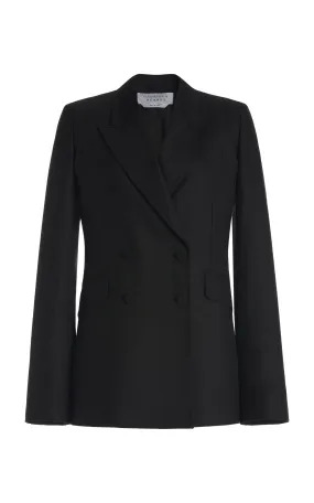 Wind Resistant Fabric Stephanie Blazer in Black Recycled Wool