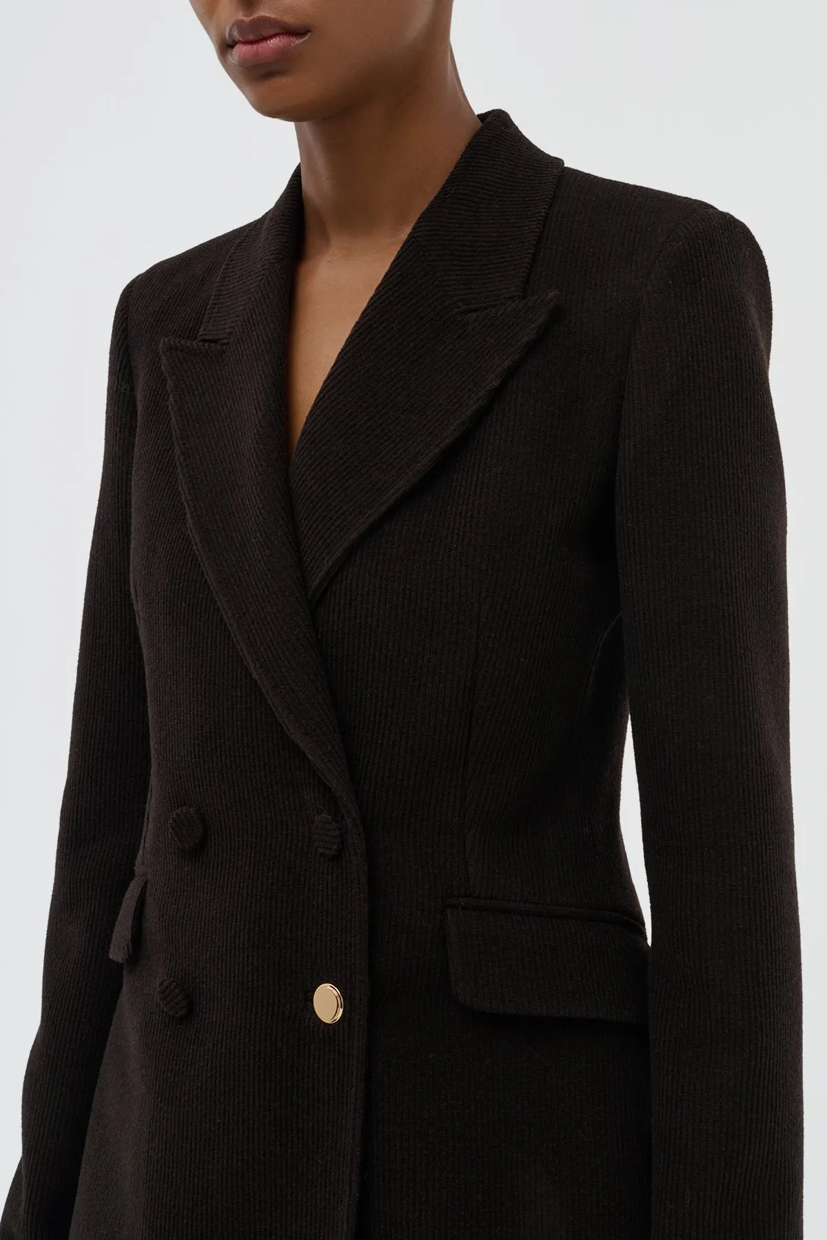 Summer Blouse Stephanie Blazer in Chocolate Fine Cashmere Corduroy