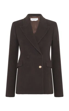 VentilatedBackPanel Sustainable Manufacturing Stephanie Blazer in Chocolate Fine Cashmere Corduroy