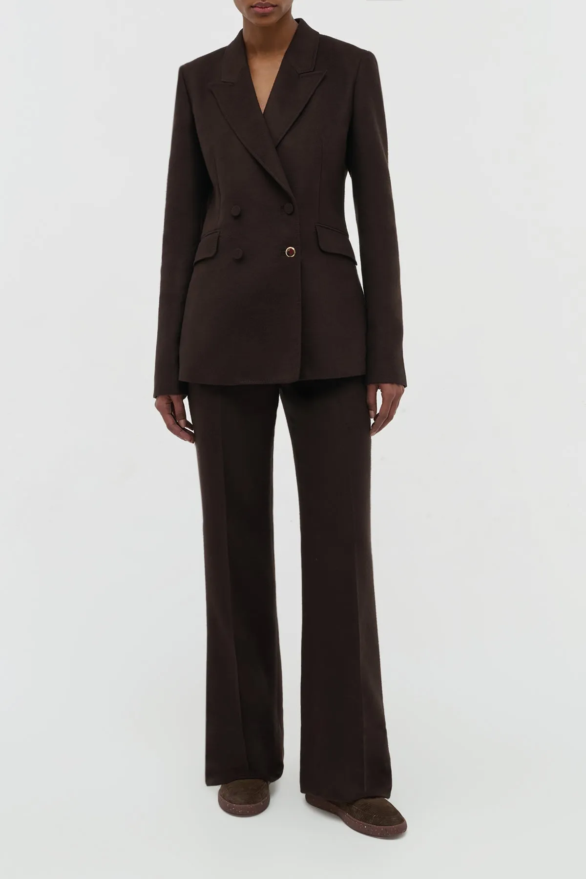 DurableZipper FourWay Stretch Stephanie Blazer in Chocolate Winter Silk