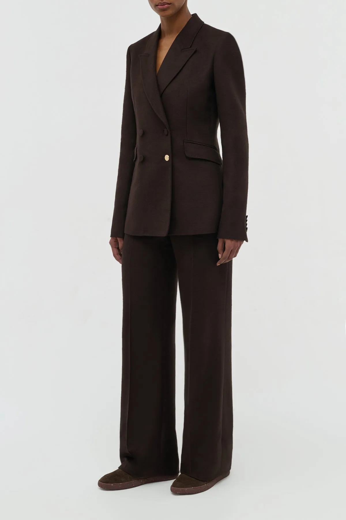 Stephanie Blazer in Chocolate Winter Silk ButtonlessClosure