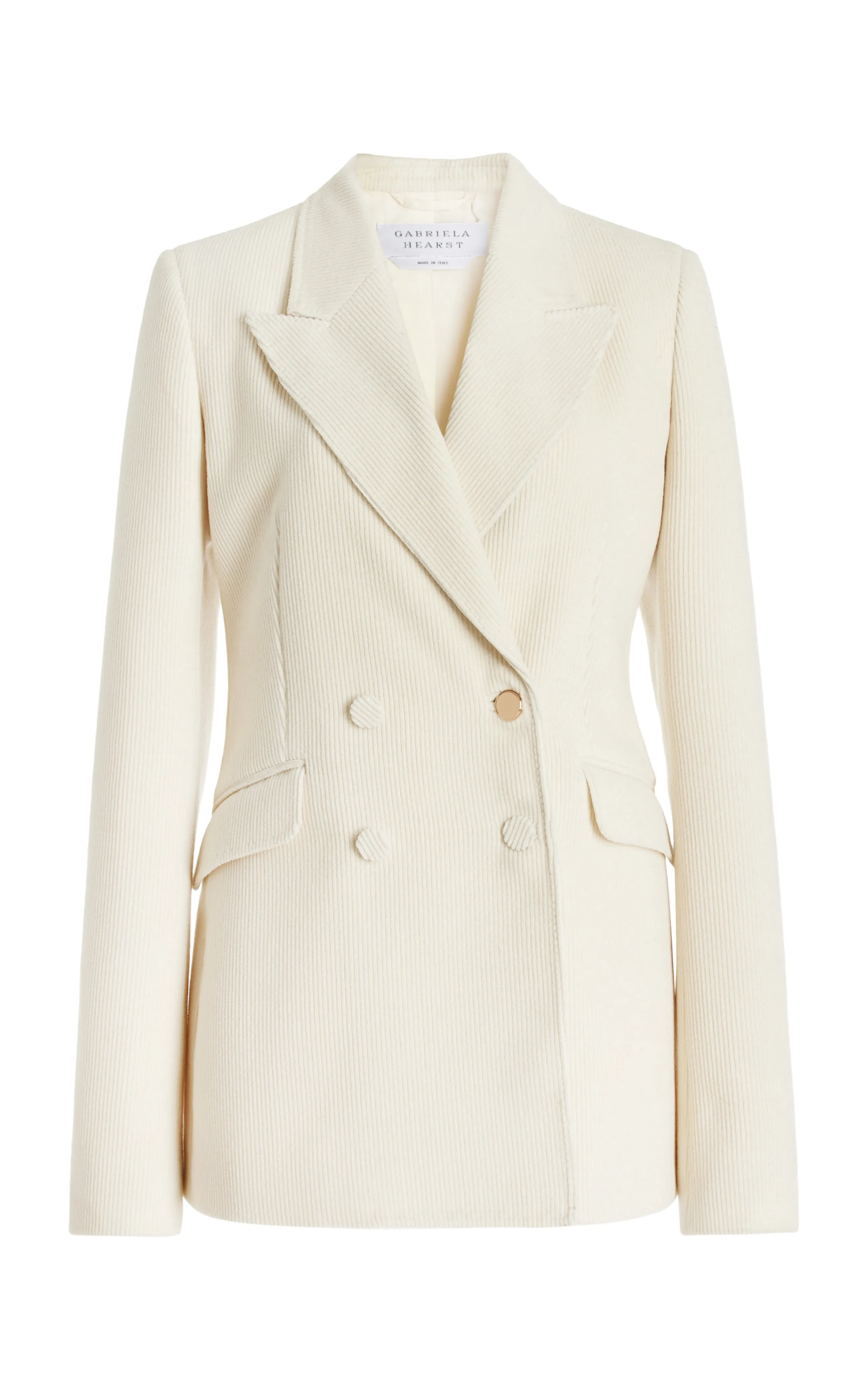 Interlock Knit Stephanie Blazer in Ivory Cashmere Corduroy