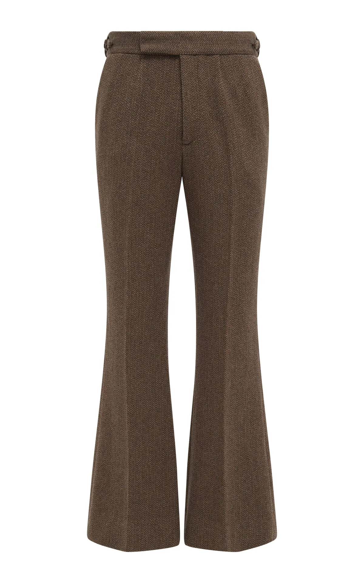 Stevie Pant in Chocolate Multi Virgin Wool Cashmere Herringbone Stretch Comfort Construction
