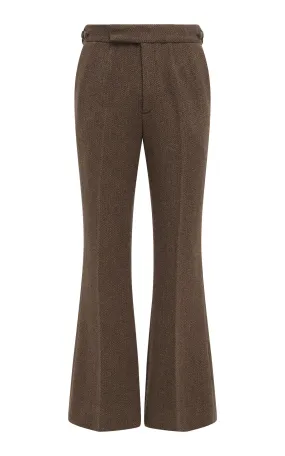 Stevie Pant in Chocolate Multi Virgin Wool Cashmere Herringbone Stretch Comfort Construction