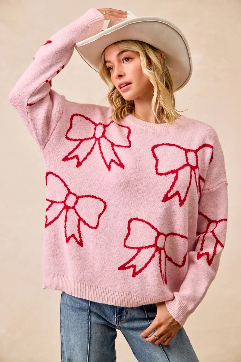 Solid shade IT4765-01 | RIBBON ARTWORK COZY SWEATER TOP