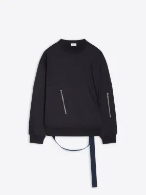 Strap sweatshirt pearl accents