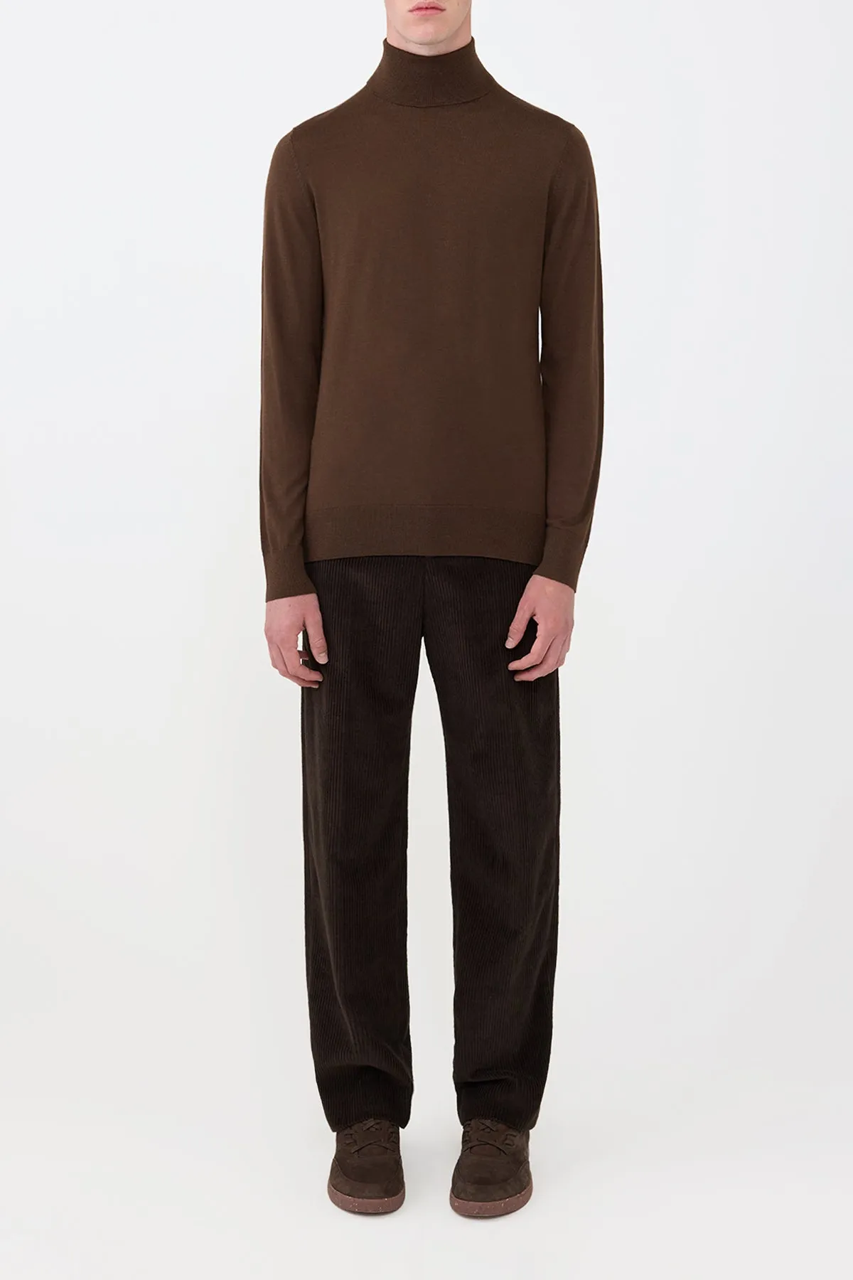Home Trend Jermaine Knit Turtleneck in Chocolate Merino Wool