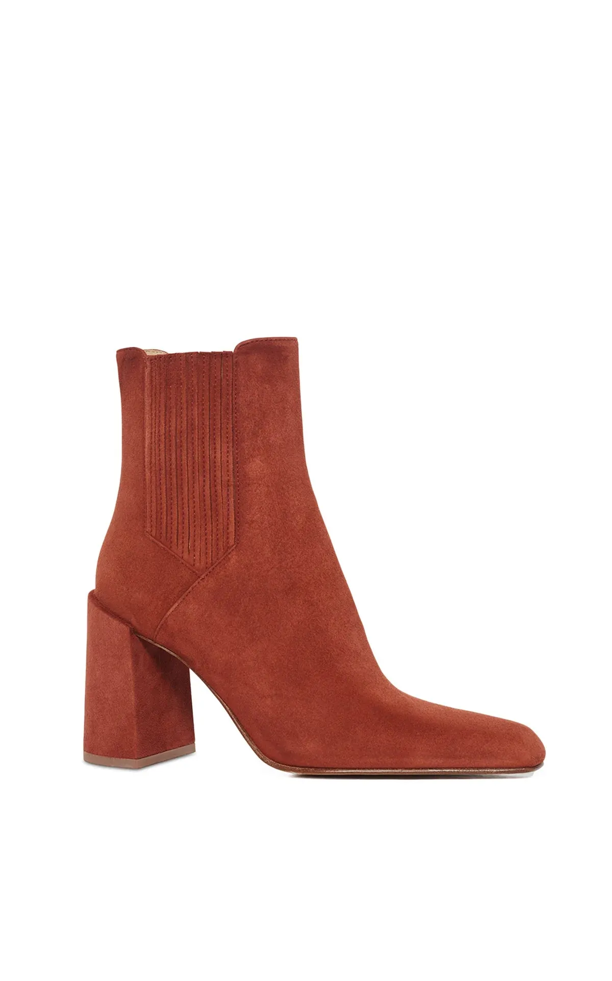 Luke High Heel Ankle Boot in Burnt Sienna Suede Active Design Reinforced Shoulder Seams