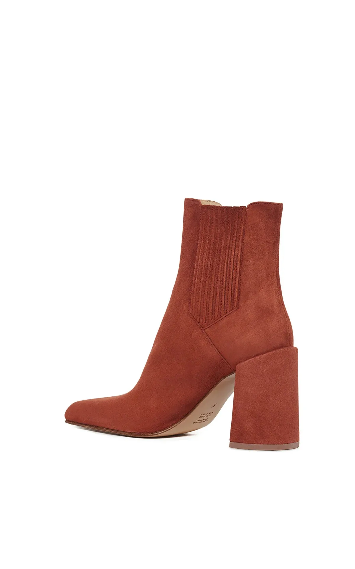 Luke High Heel Ankle Boot in Burnt Sienna Suede QuickDry Textile