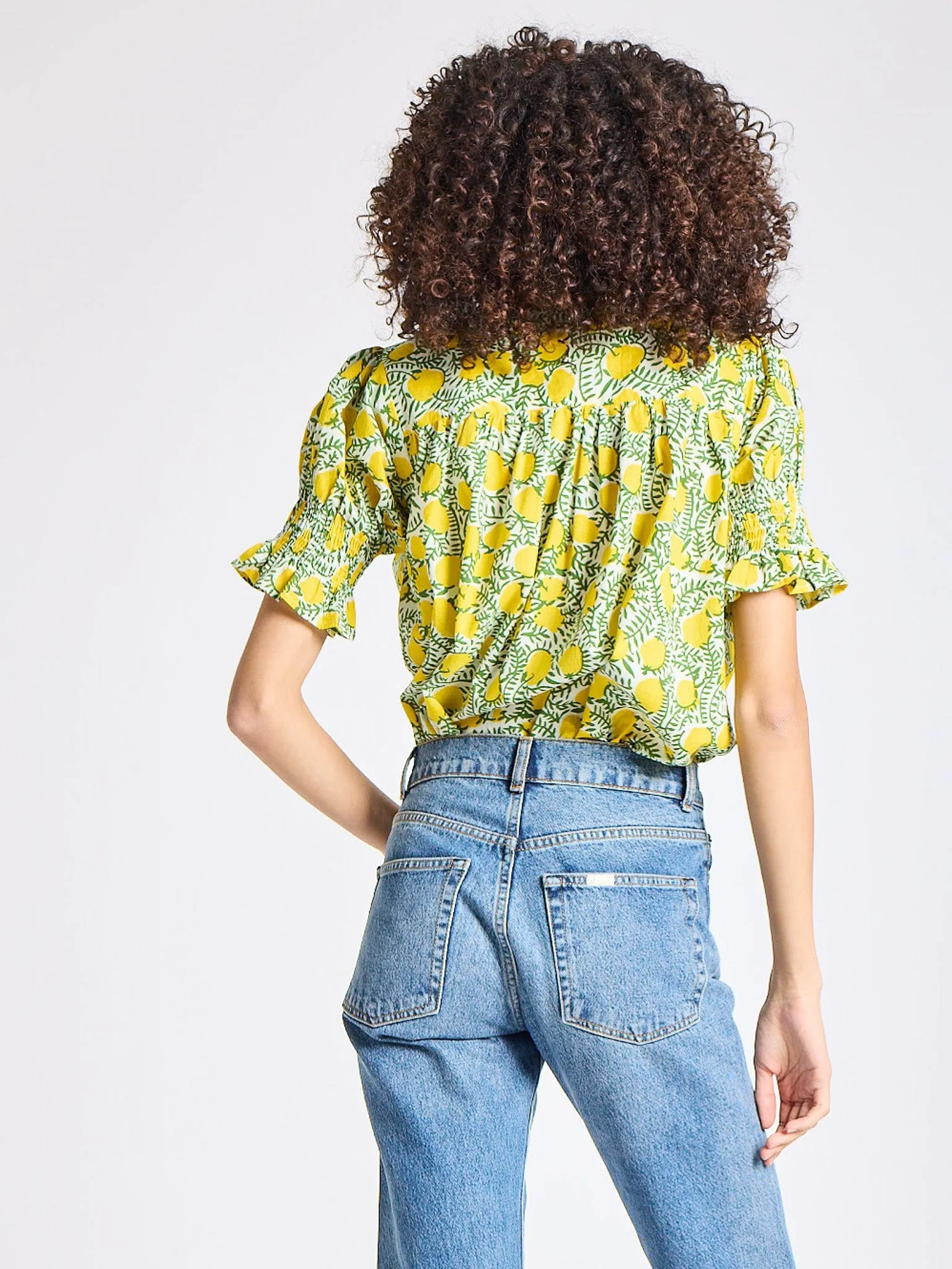 Noise Reducing Fabric Treatment QuickDryConstruction Marnie Top in Lemons