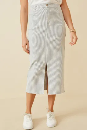 Stretch Pinstripe Front Slit Skirt Reflective accents Relaxed Comfort
