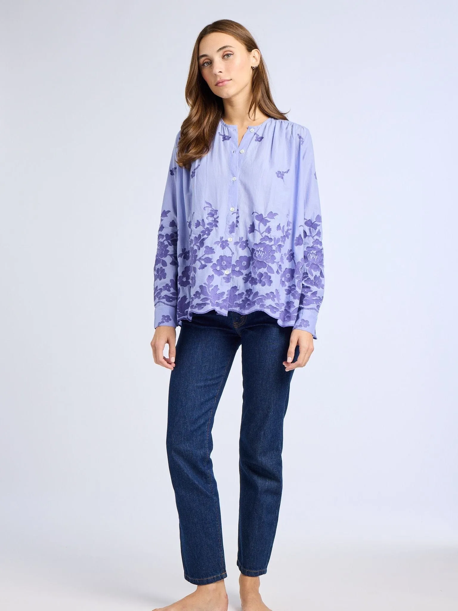 Florian Top in Periwinkle Embroidery Everyday Fashion