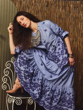 Hypoallergenic Textile Florian Top in Periwinkle Embroidery