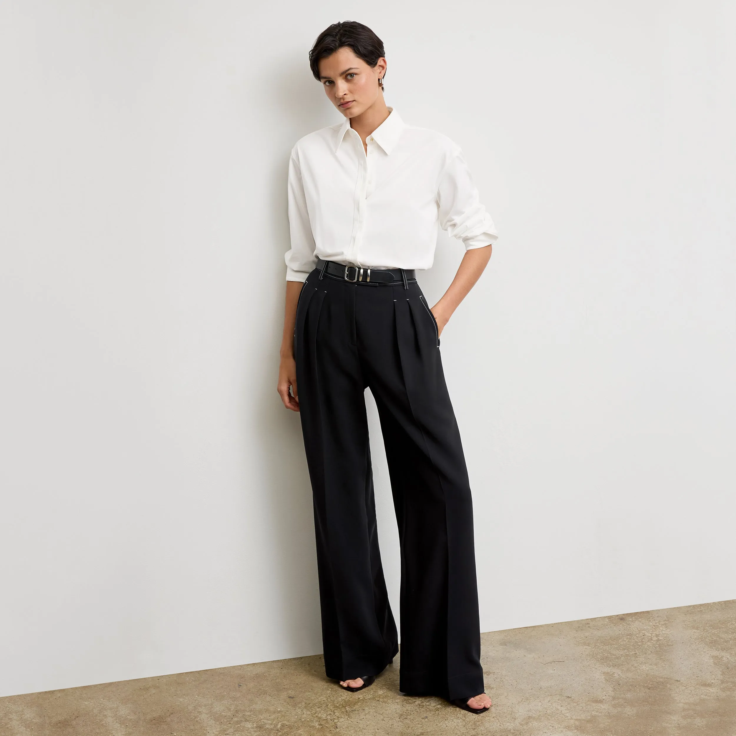 Filomina Friday Shirt - Knit Poplin :: White Reinforced Stitching