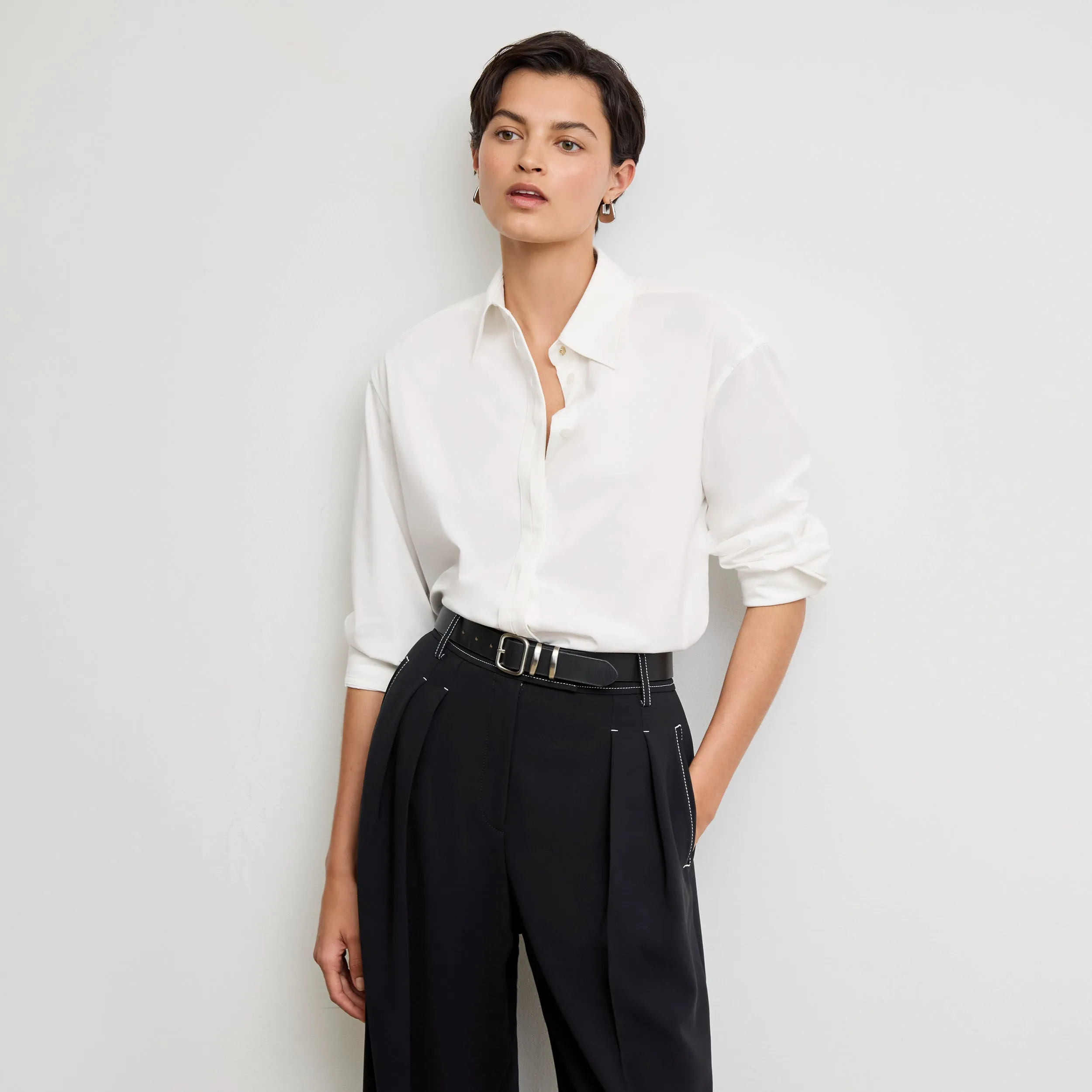 Filomina Friday Shirt - Knit Poplin :: White Reflective Safety Accents BuiltInLayer