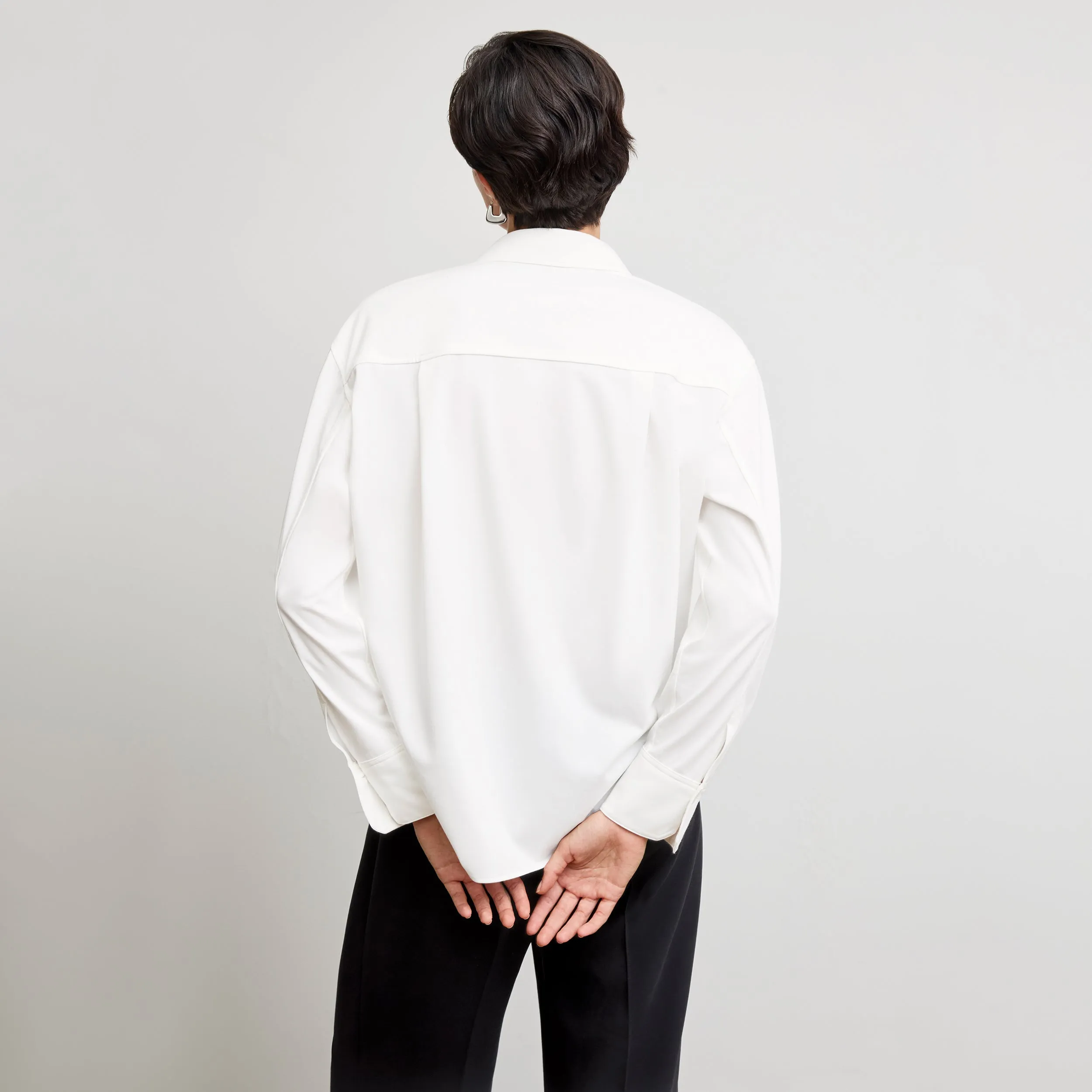 Filomina Friday Shirt - Knit Poplin :: White Stretch Material