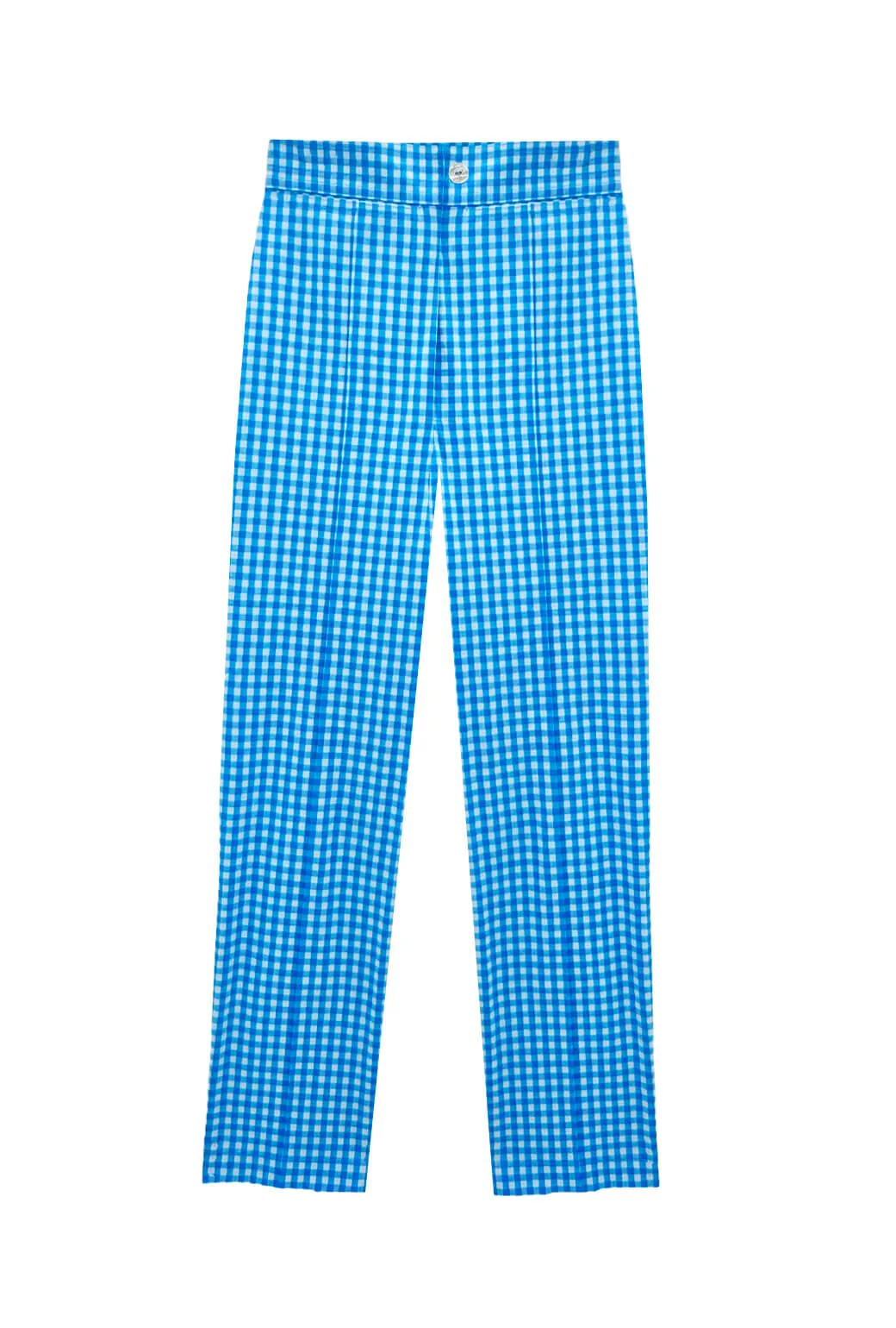 SAMPLE - Cropped Cigar Pant - Blue Gingham Side Pockets Smart Casual