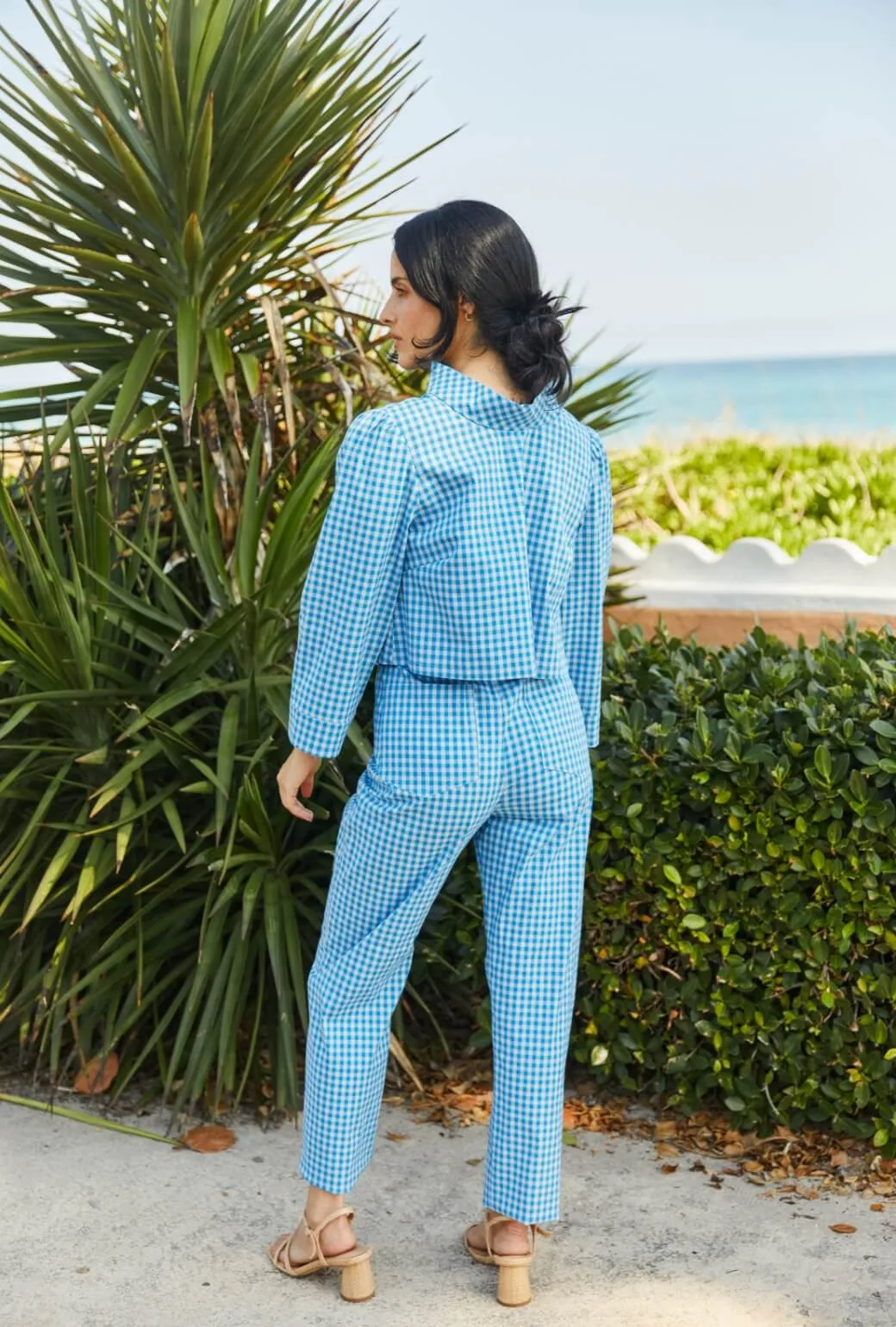 Heat Friendly Refined fit SAMPLE - Cropped Cigar Pant - Blue Gingham