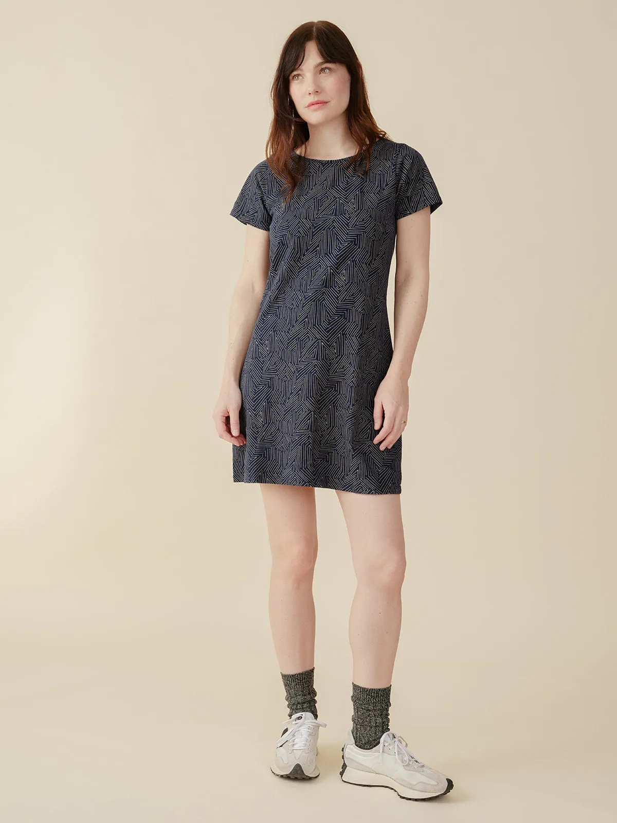Garment Washed Finish Hudson T-Shirt Dress - Tree Rings Slate