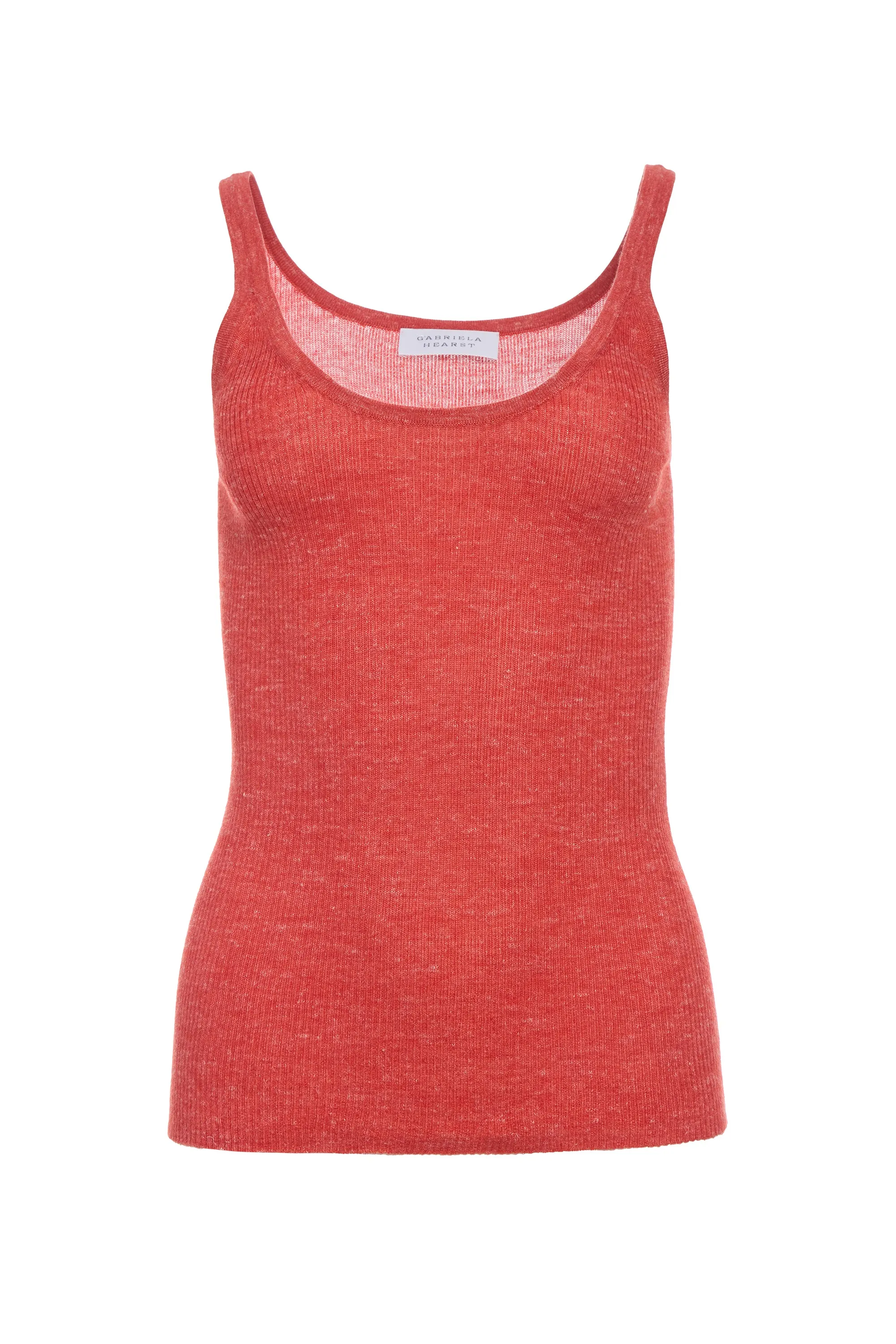 FrictionFreeNeckline Cinxia Knit Tank Top in Antelope Orange Cashmere Silk with Hemp