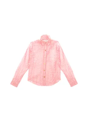 LowImpact Manufacturing ribbed texture Mel Button Down Shirt - Blush Bows