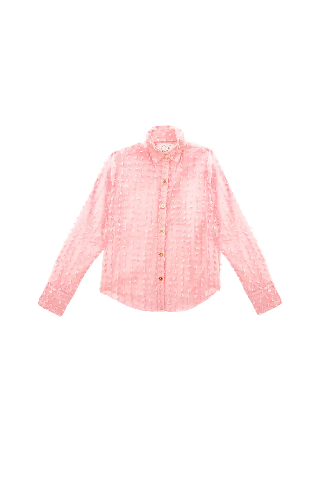 LowImpact Manufacturing ribbed texture Mel Button Down Shirt - Blush Bows