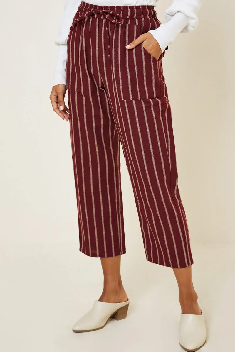 Stripe Drawstring Pants Roll-up style
