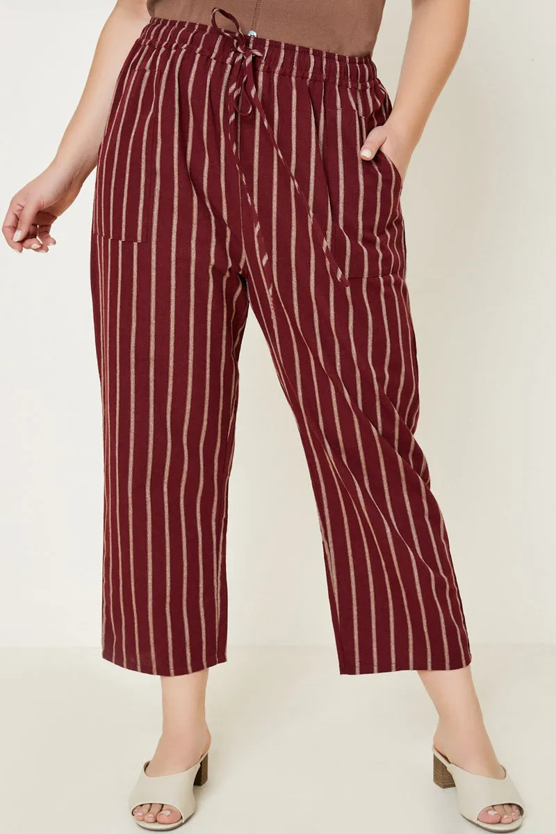 Stripe Drawstring Pants Breathable fabric
