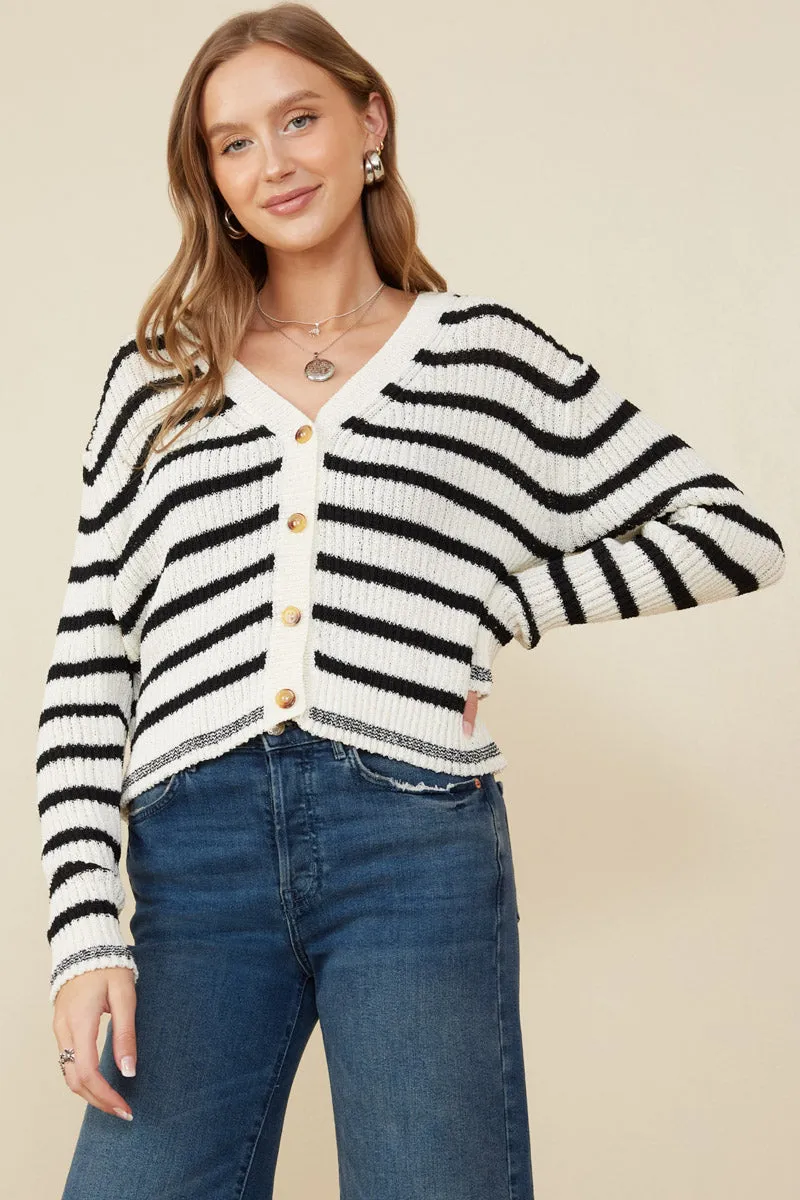 LightPadding Striped Buttoned Sweater Cardigan