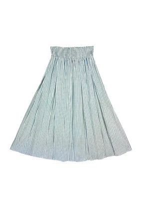 Streetwear vibe Smocked Waist MIDI Skirt - Deep Sea Stripe