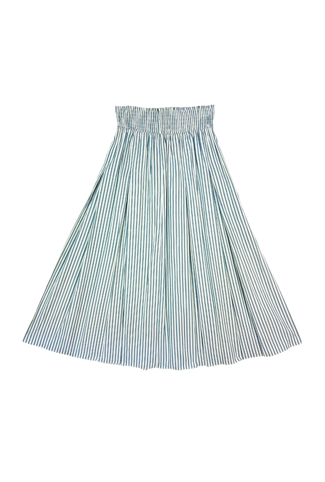 Streetwear vibe Smocked Waist MIDI Skirt - Deep Sea Stripe