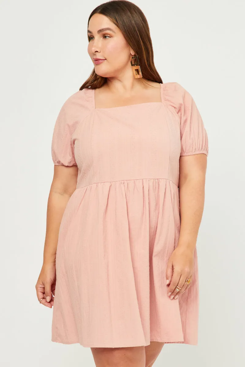 Year Round Tall Girl Square Neck Textured Smocked Back Dress