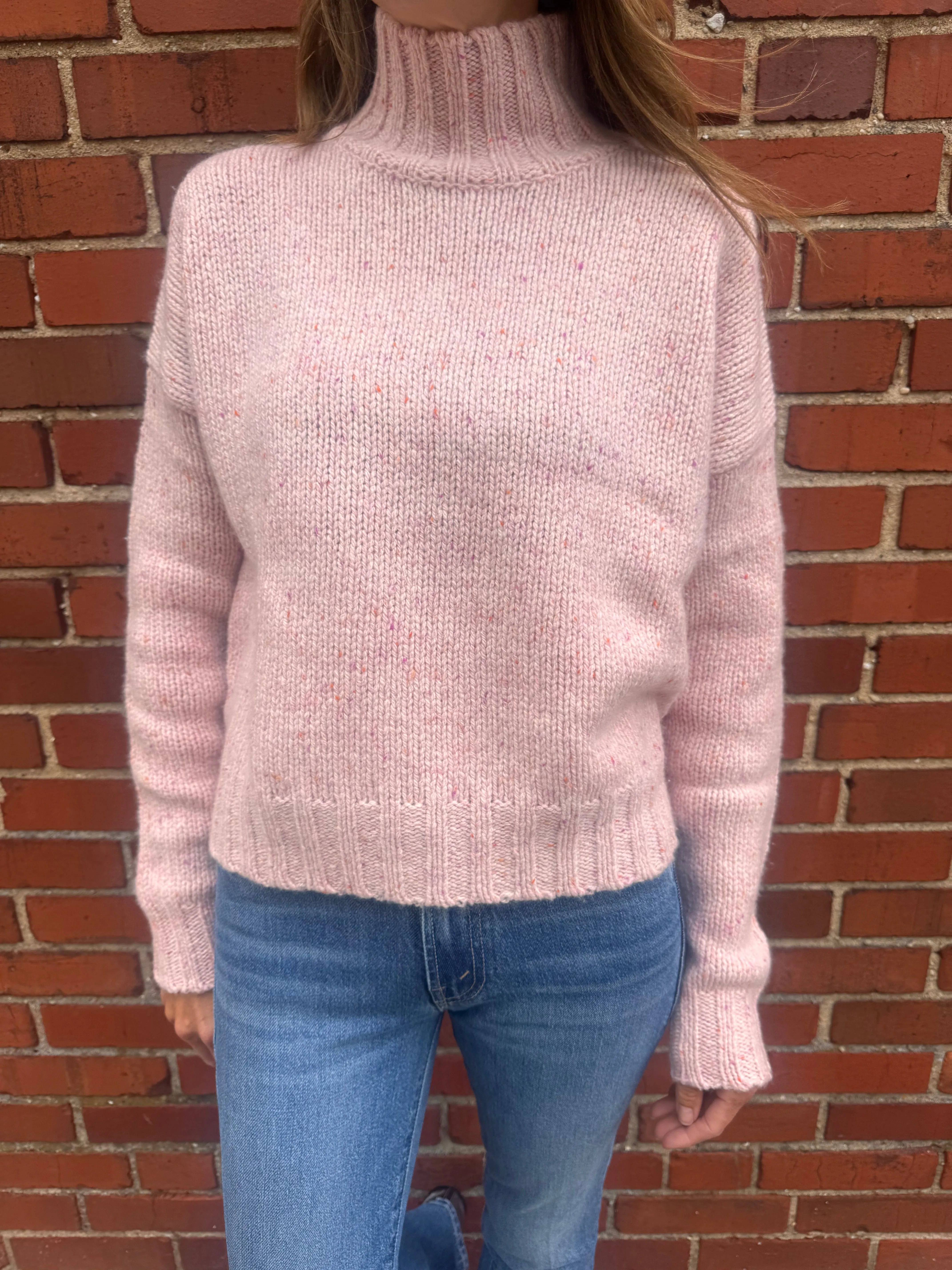 AUTUMN CASHMERE MOCK NECK SWEATER Interlock Stitch Detail HoodedVersion