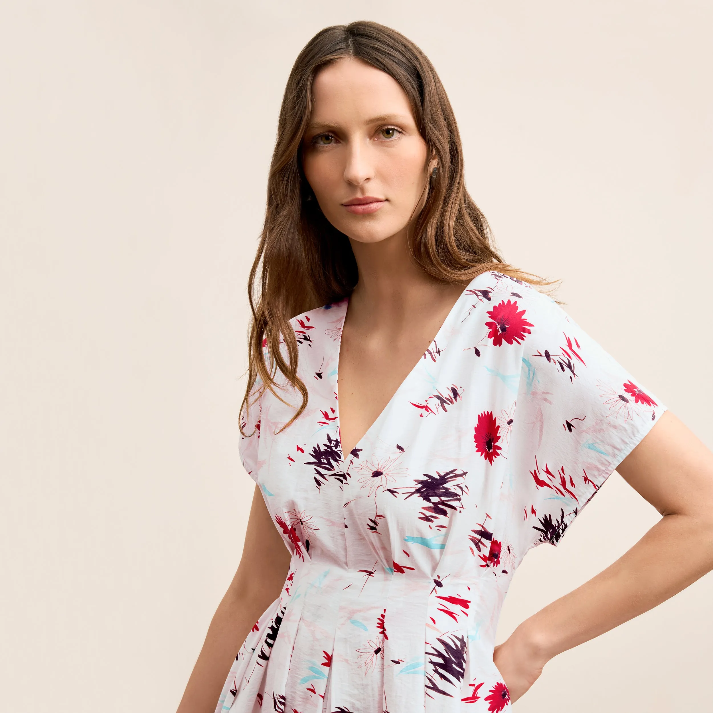 Jelina Summer Friday Dress - Printed Voile :: Brushed Floral EcoCertified Production Drop Shoulder Design