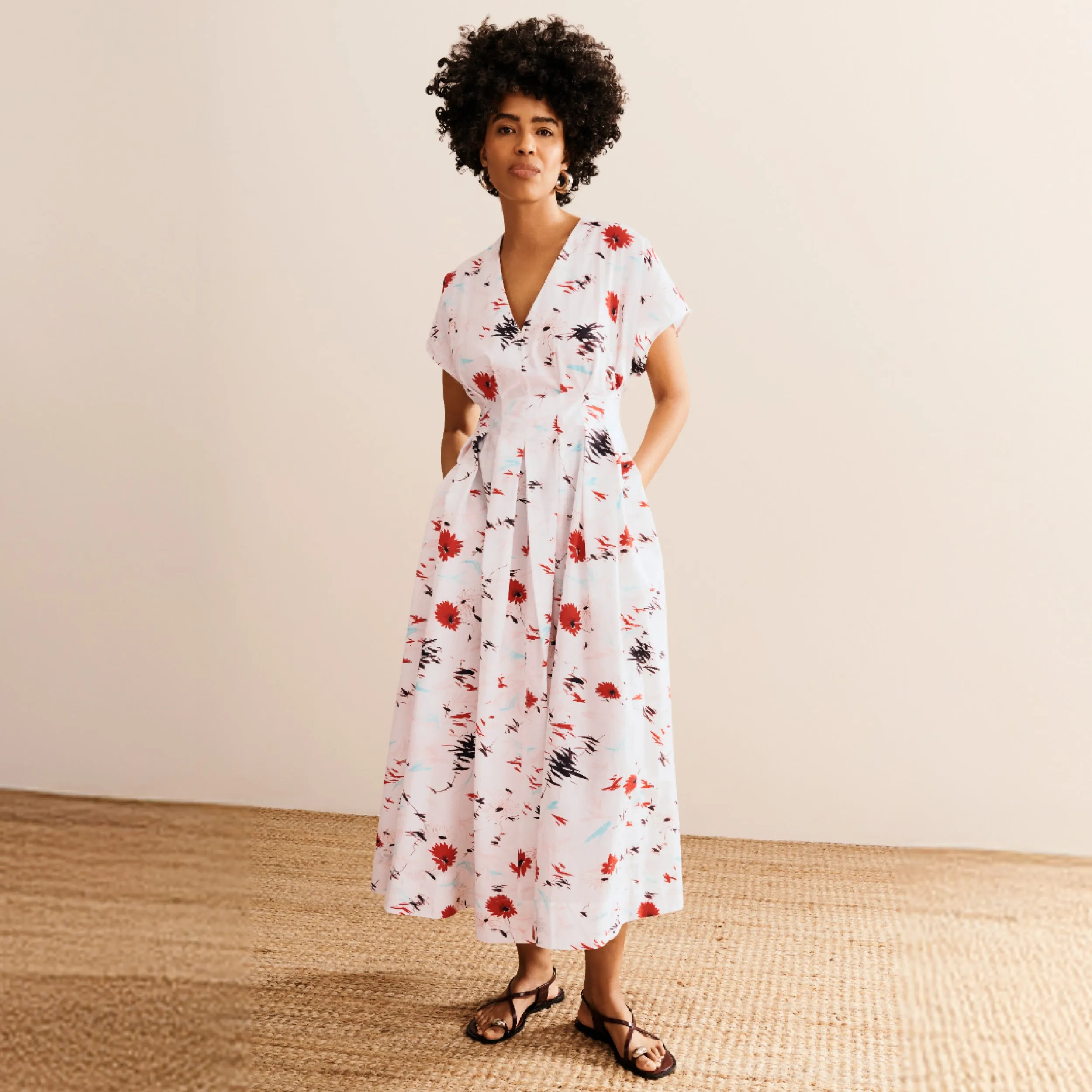 SheerLayering Weighted Hem Trim Jelina Summer Friday Dress - Printed Voile :: Brushed Floral