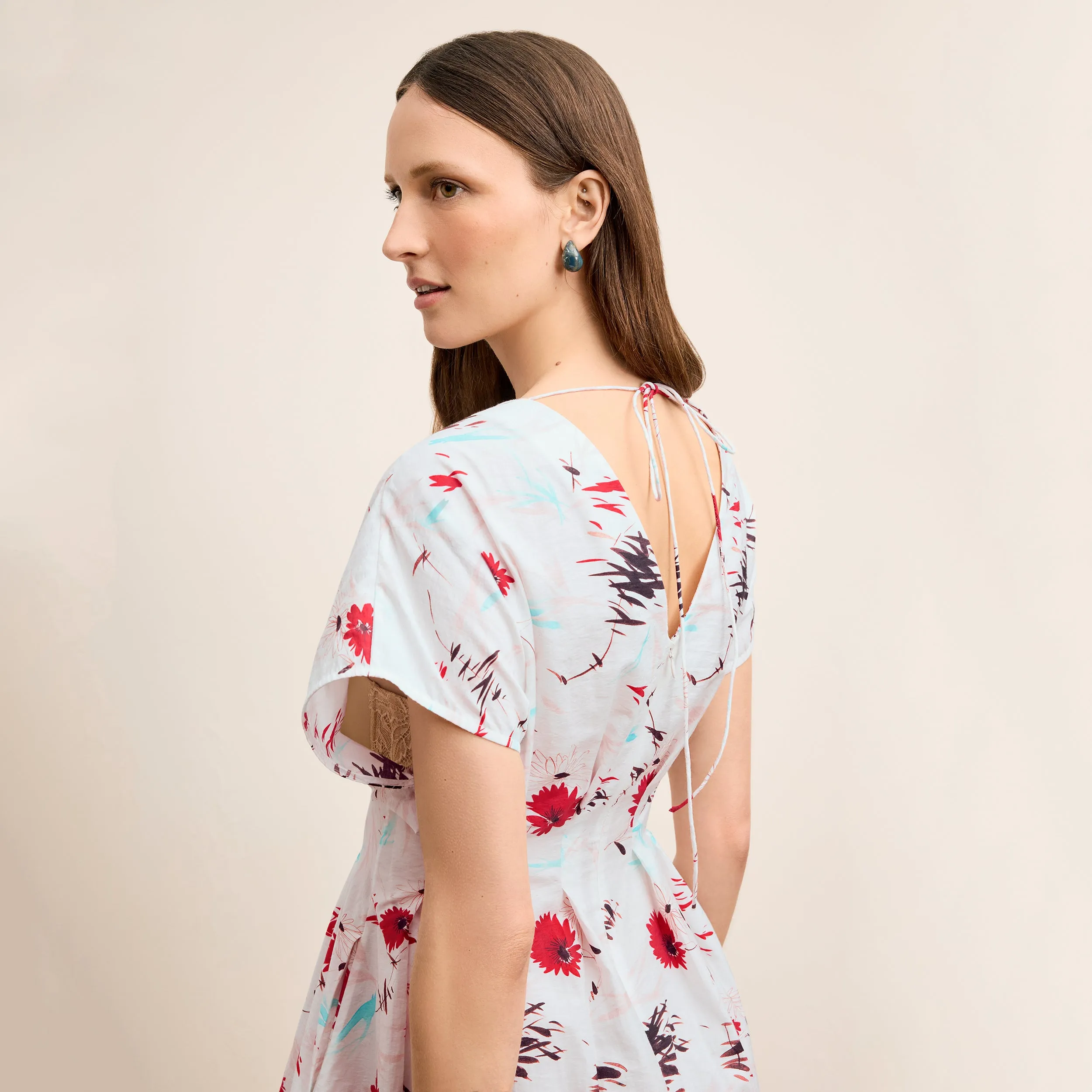Raglan Sleeve Jelina Summer Friday Dress - Printed Voile :: Brushed Floral EcoCertified Production