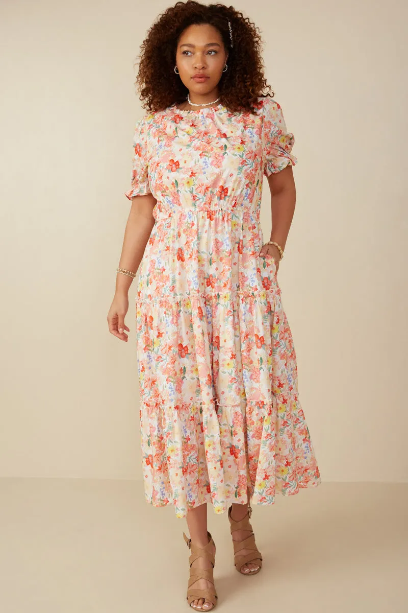 Romantic Hour Timeless boho dress Ditsy Floral Puff Sleeve Tiered Dress