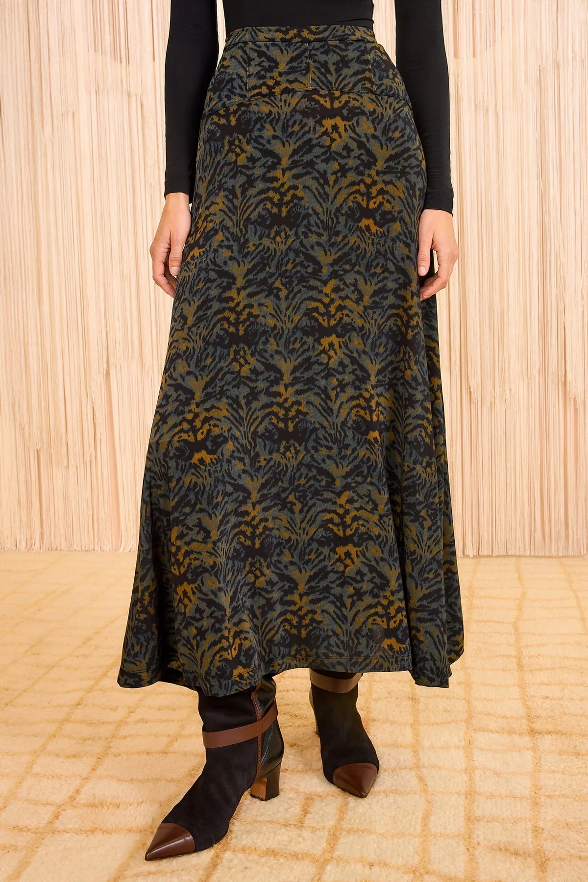 Adjustable Drawcord Adaptable Fit ULLA JOHNSON PAOLA JERSEY HIGH WAIST MIDI SKIRT