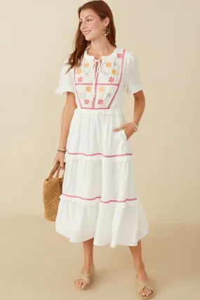 All Fit Floral Embroidered Crochet Lace Detailed Dress