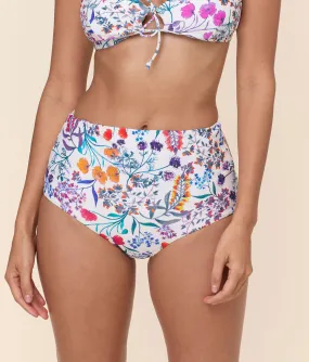 Super High Waist Bikini Bottom - Eco Nylon - Botanical Floral Tummy-Control Cruelty Free