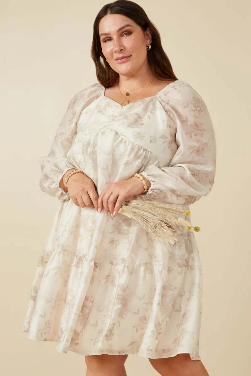 Floral Print Sweetheart Neck Organza Dress Chic Ensemble