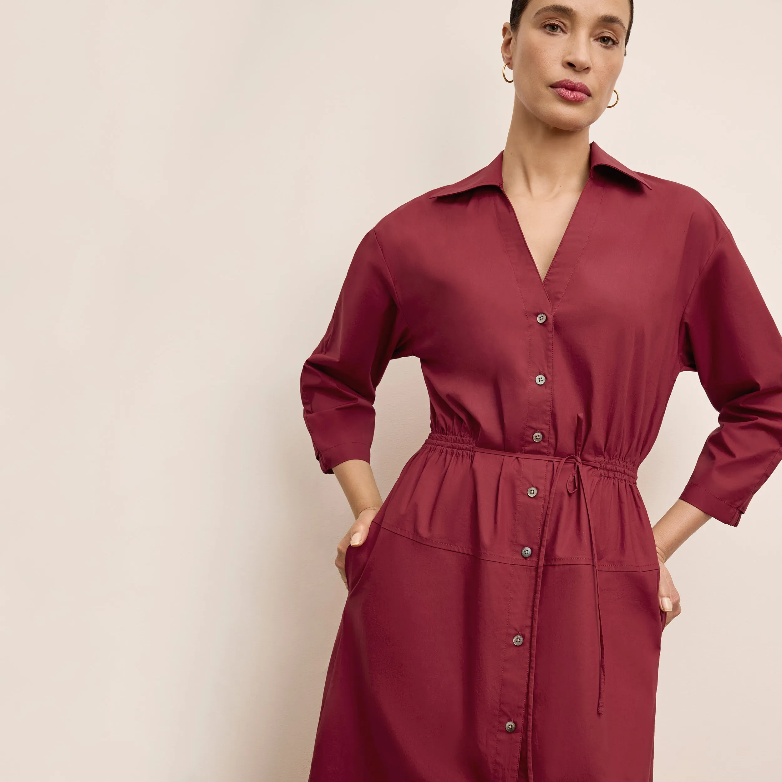 SweatWickingLayer Boden Al Fresco Dress - Cotton Poplin :: Cinnabar Lightweight Jacket Shape Retention Fabric